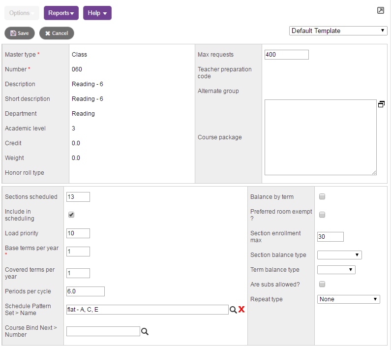 Define Course Scheduling Parameters