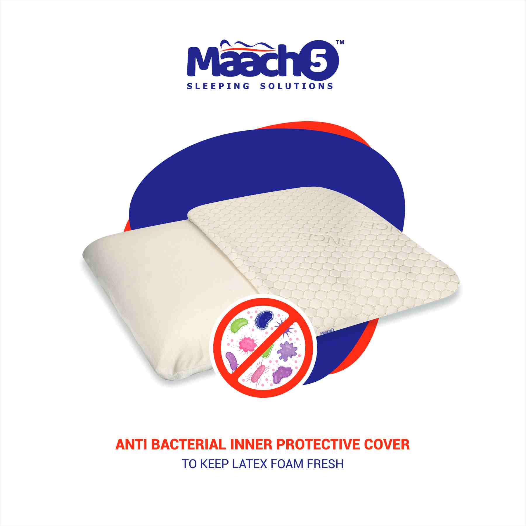 Latex Foam Standard Pillow L24 X 14W x 5H with Washable Organic Tencel