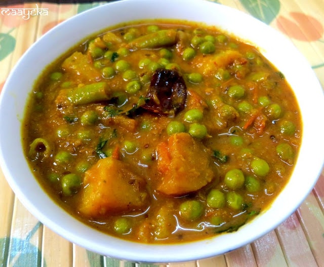 Aloo Matar ki Subzi (Potato and Green Pea Curry) » Maayeka