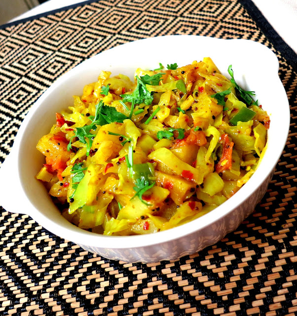Patta Gobhi Aloo Ki Sabzi,Potato and Cabbage stir fry » Maayeka