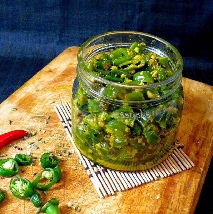Tangy Green Chili PickleMaharashtrian style » Maayeka