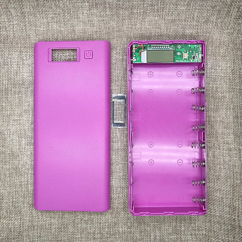 DIY Power Bank Dual USB LCD Display External Box No Battery Case Pink