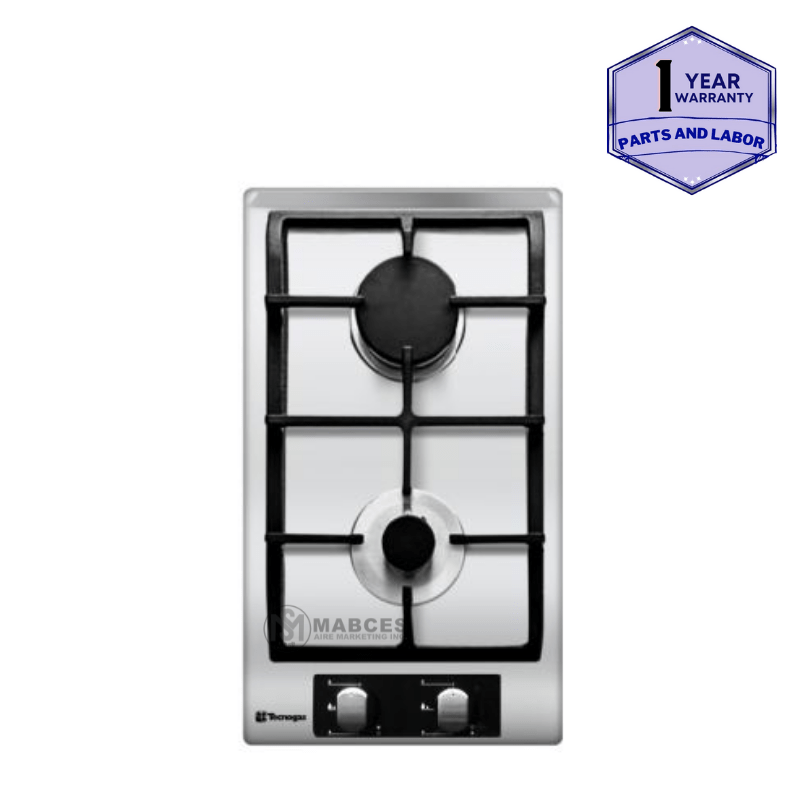 Tecnogas 30cm 2 Gas Burners, Sabaf Burners, Iron Cast Pan Support