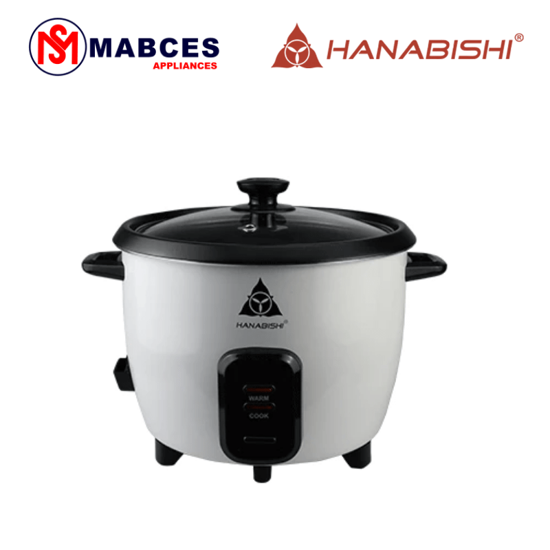 Hanabishi HRC18HBWT Black & White Rice Cooker with Holder