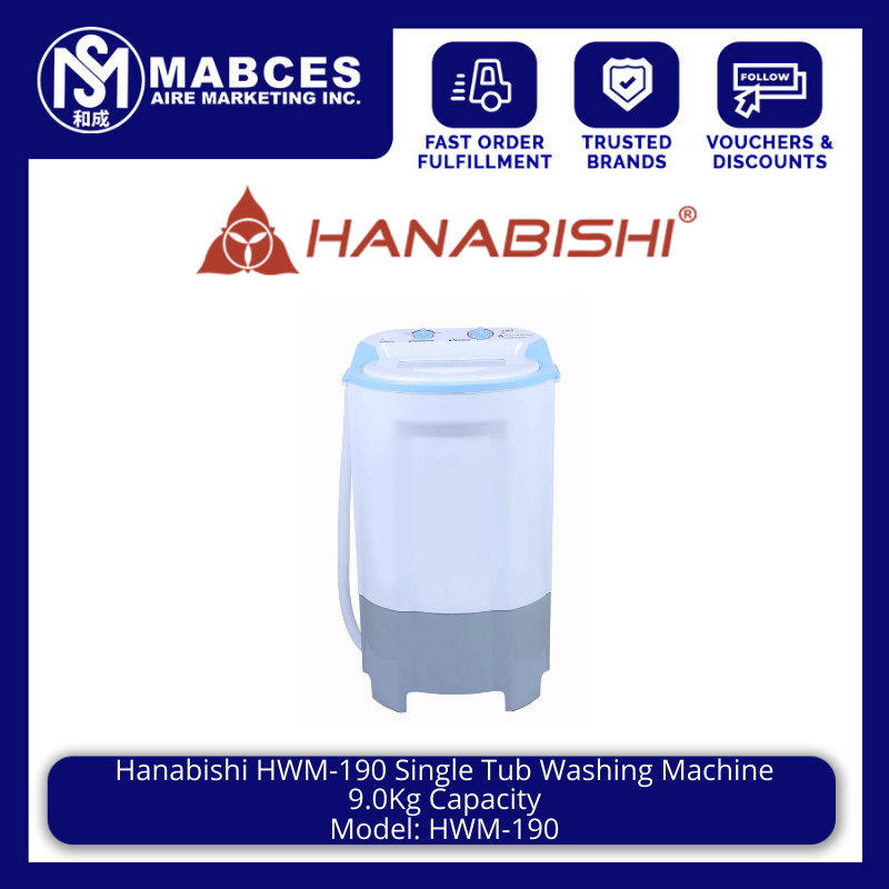 Hanabishi HWM190 9.0Kg Single Tub Washing Machine Mabces Appliances