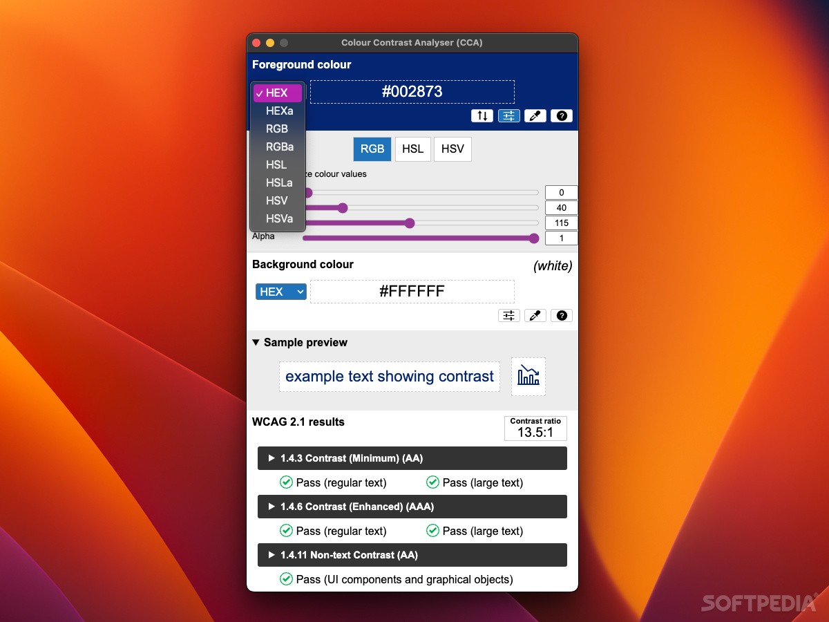 Colour Contrast Analyser (Mac) Download, Review, Screenshots