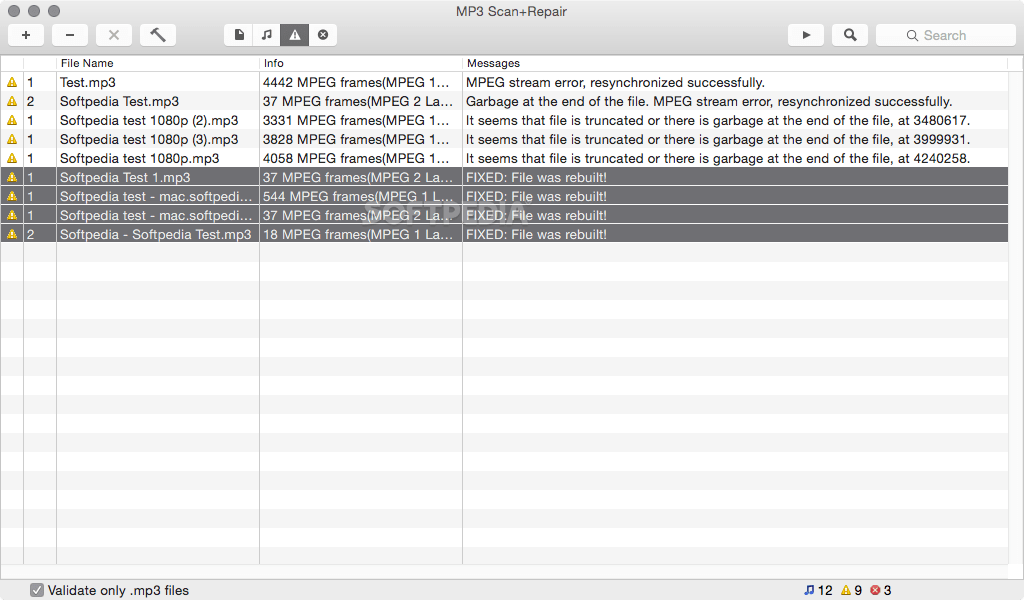 MP3 Scan+Repair (Mac) Download, Review, Screenshots