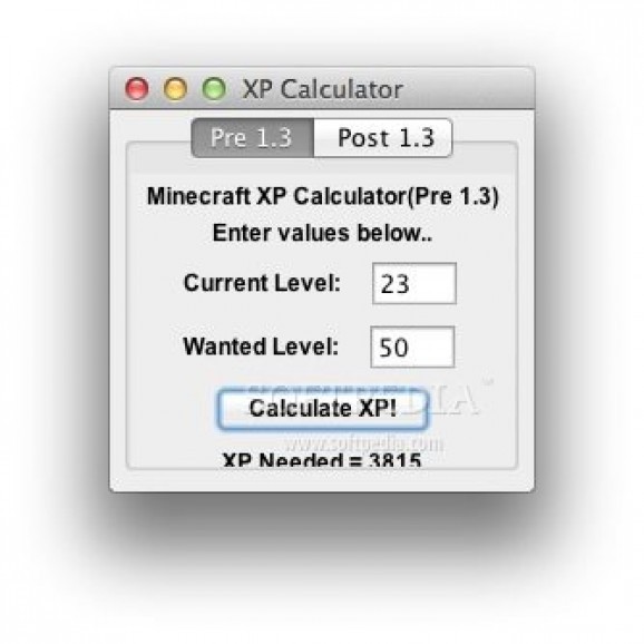 Minecraft XP Calculator Download Free (Mac) 1.3 Softpedia