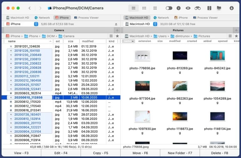iPhone file manager for Mac users Commander One