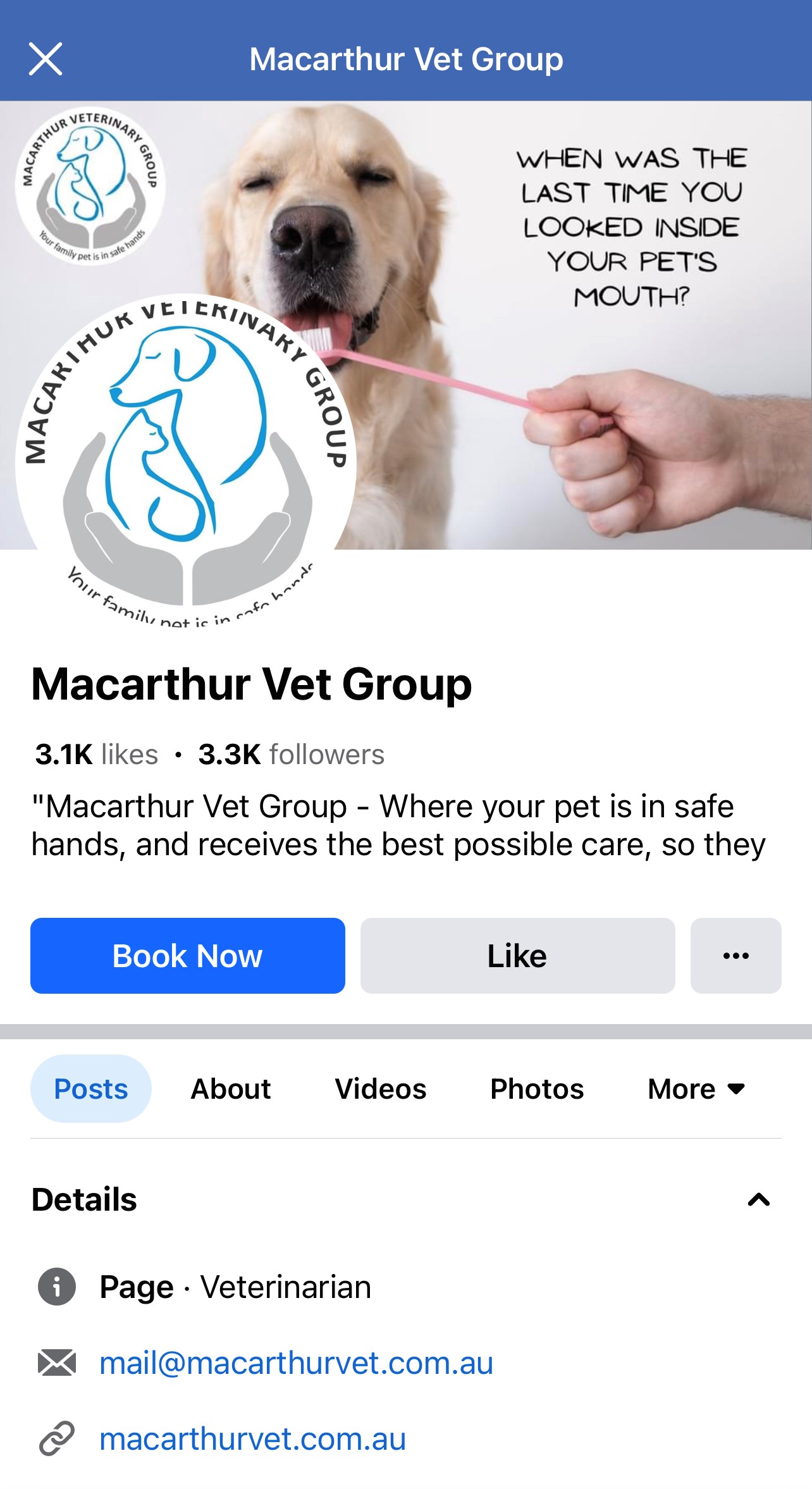 Follow Our Facebook Page! Macarthur Veterinary Group