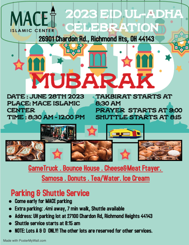 EidalAdha to be celebrated on Wednesday, 28th of June MACE Islamic