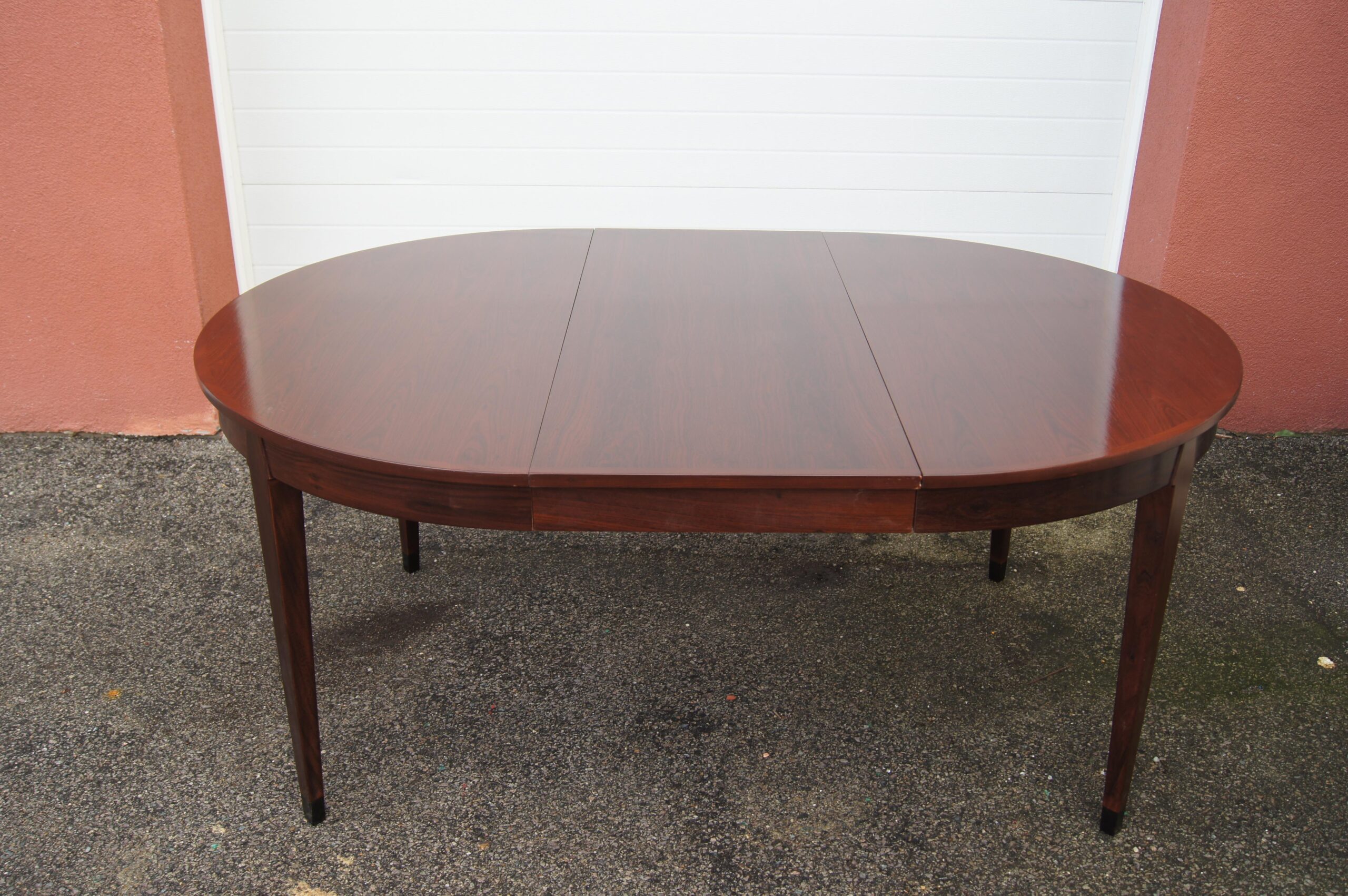 Round Rosewood Dining Table with Extension Machine Age New England