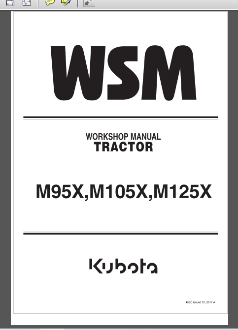 KUBOTA M95X / M105X / M125X WORKSHOP MANUAL