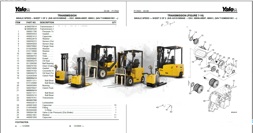 Yale Forklift Parts Manual PDF DVD 45.3 GB Machine Catalogic