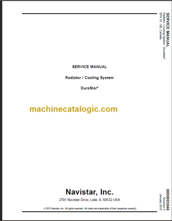 NAVISTAR DURASTAR Radiator SERVICE MANUAL Machine Catalogic