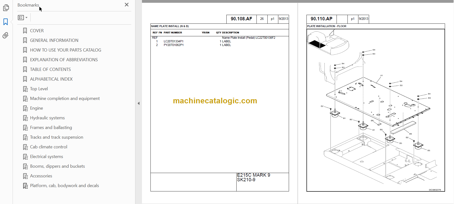 KOBELCO SK210-9 MARK9 PARTS CATALOG – Machine Catalogic