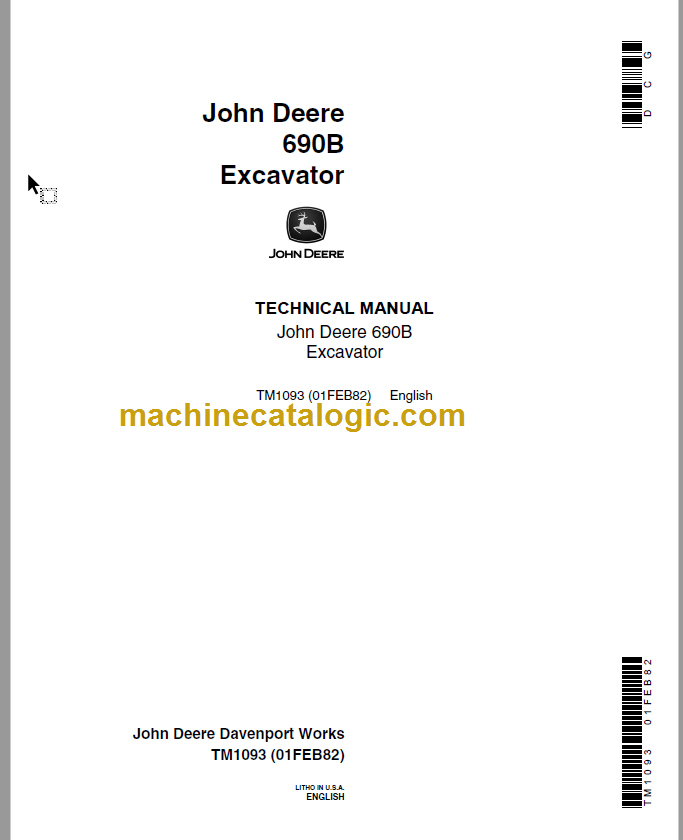 John Deere 690B Excavator Technical Manual – Machine Catalogic