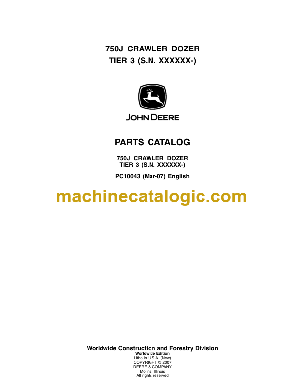 John Deere 750J CRAWLER DOZER Parts Catalog – Machine Catalogic
