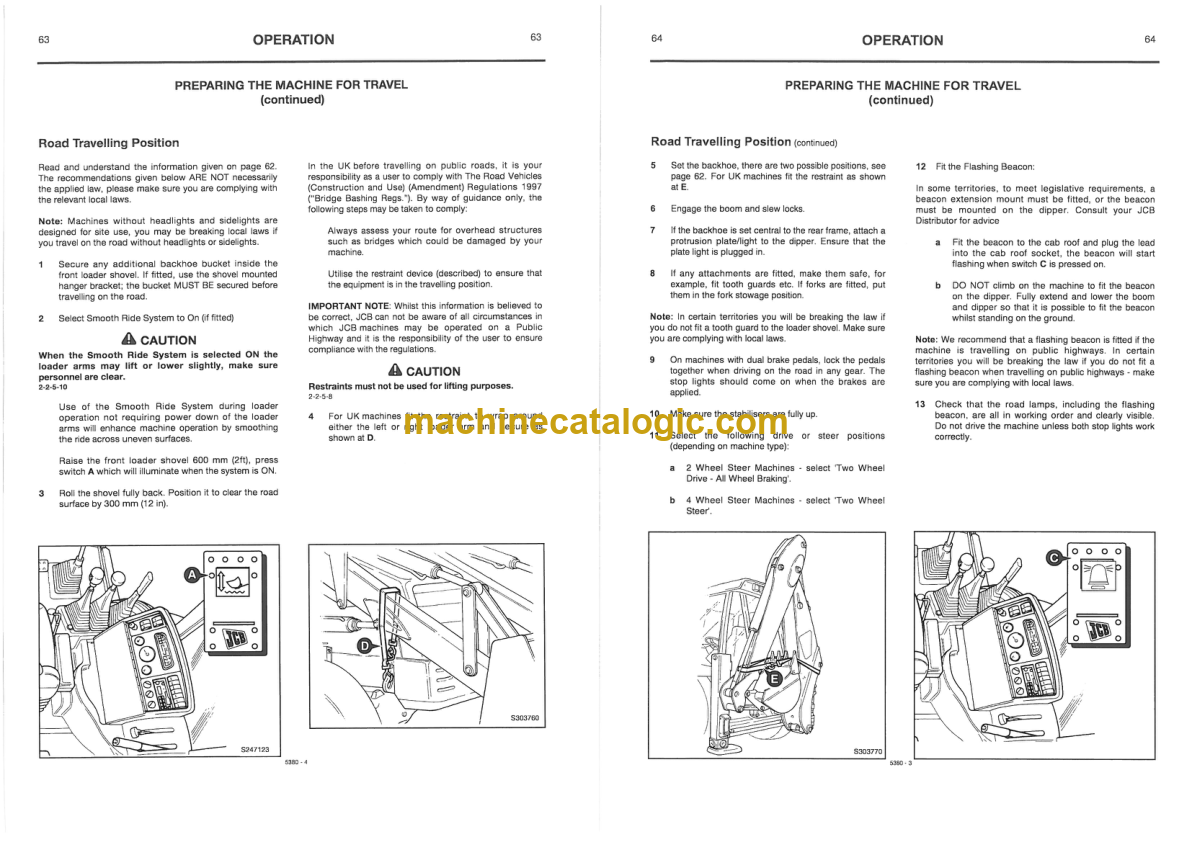 JCB 3CX 4CX Backhoe Loader Operator Handbook Machine Catalogic