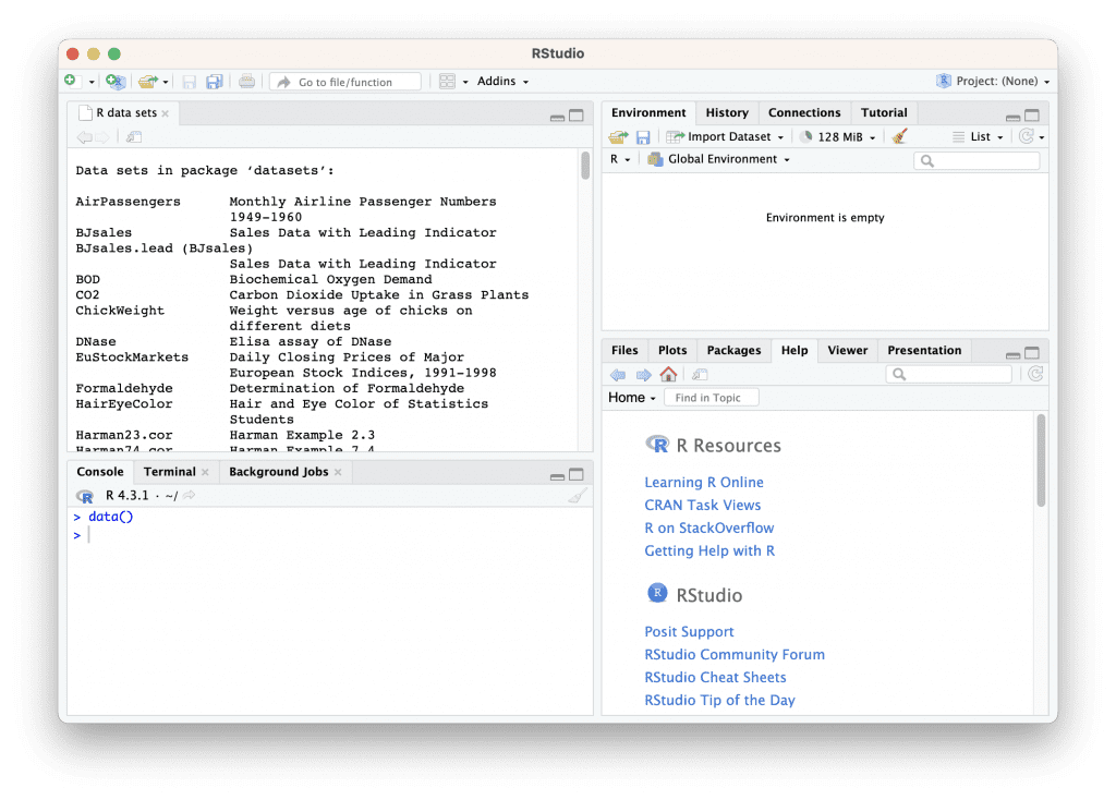 Builtin Datasets in R