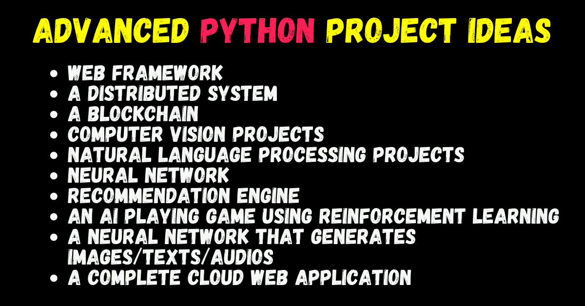 30+ Best Python Project Ideas Easy, Intermediate, And Advanced Ideas