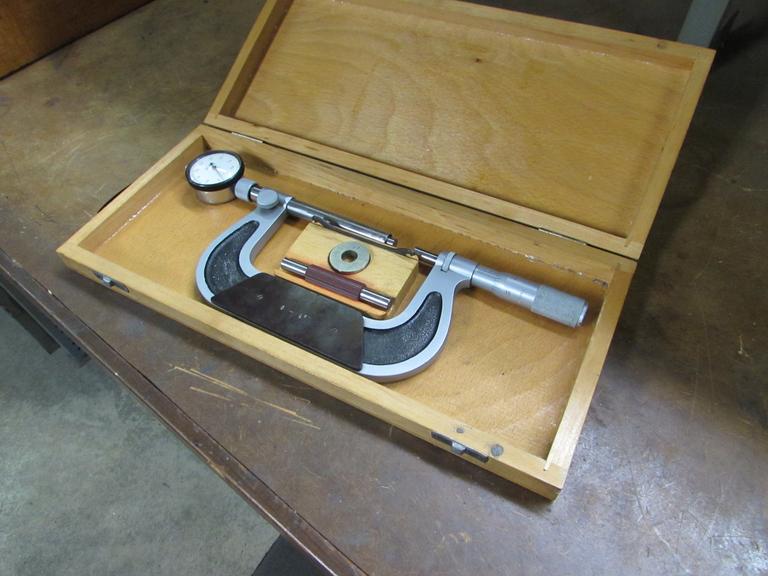 Machines Used 04" Indicating Micrometer with Wooden Case