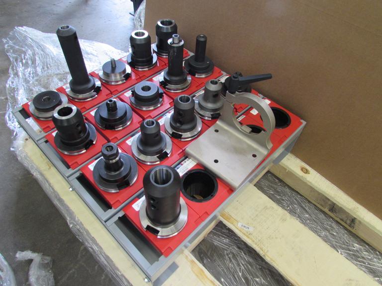 Machines Used (16) Assorted Cat 50 Tool Holders with Benchtop Rack
