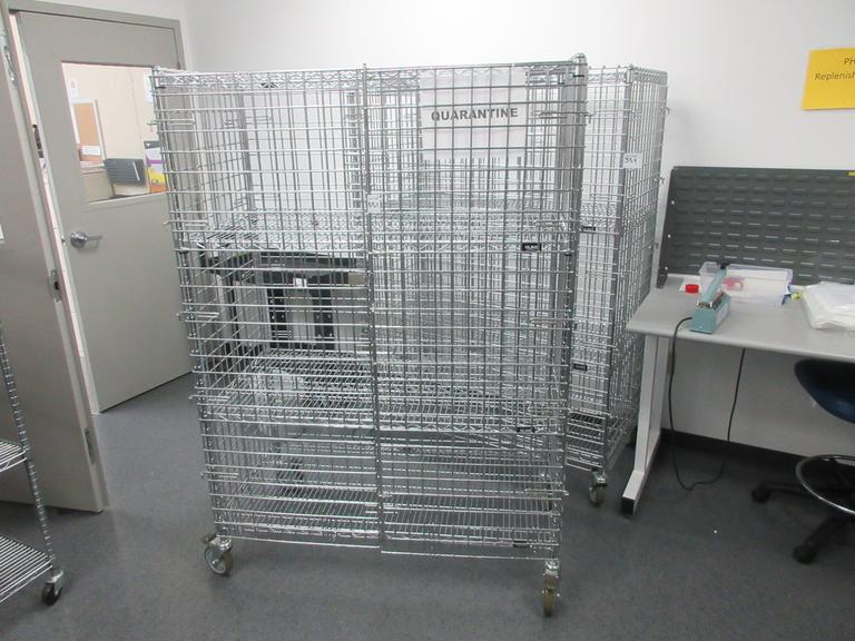 Machines Used ULine Portable Stainless Wire Rack Cage With enclosure and Doors, 3 Shelves and