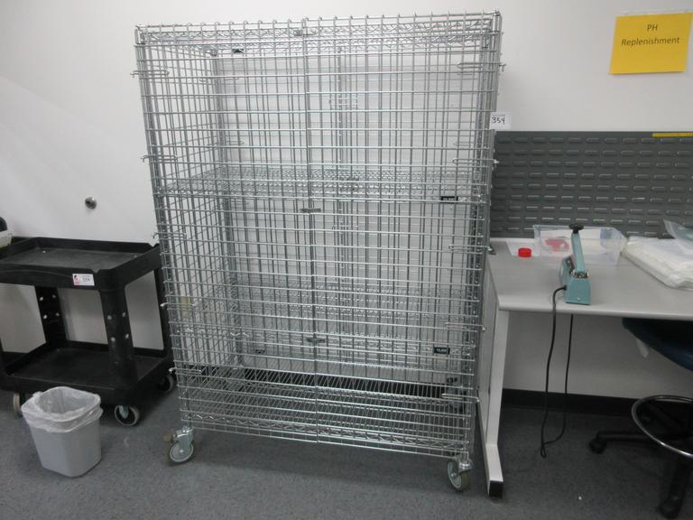 Machines Used ULine Portable Stainless Wire Rack Cage With enclosure and Doors, 3 Shelves and