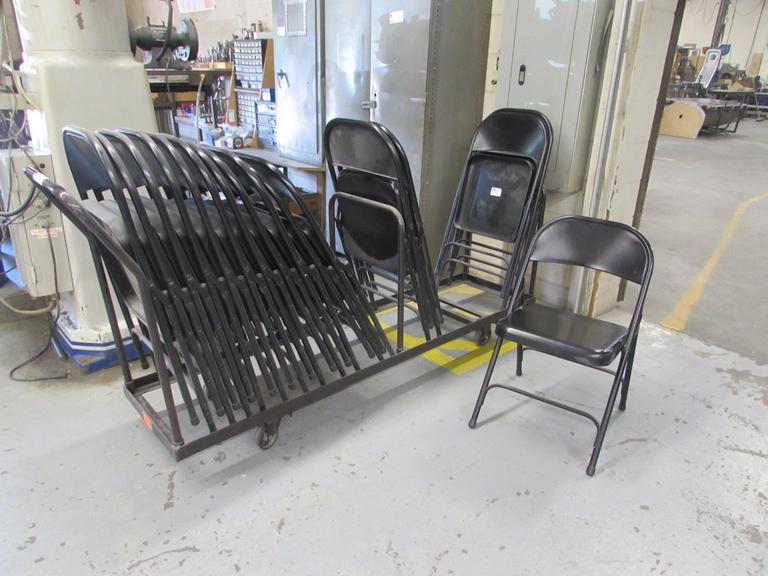 Machines Used Metal Folding Chairs (16) with Cart