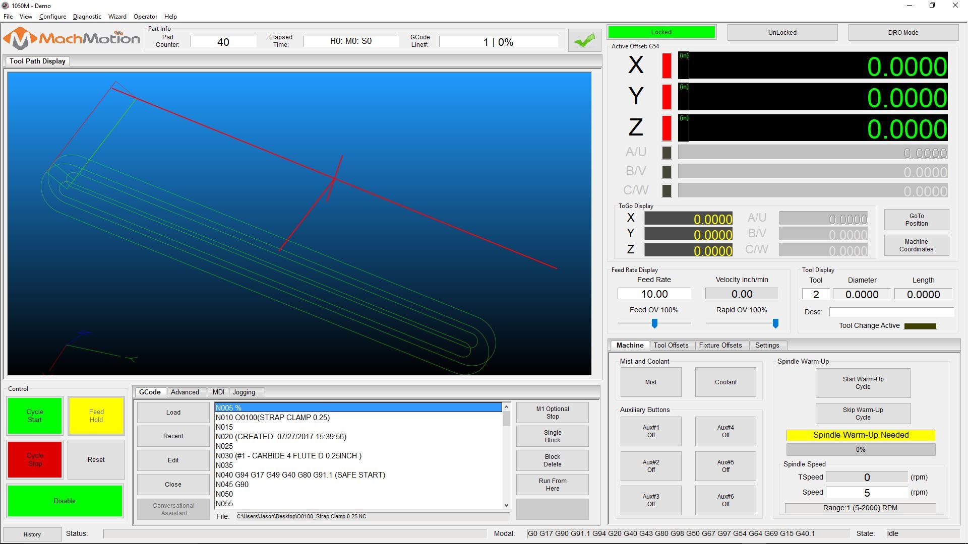 SUMMARY OF GCODES MachMotion