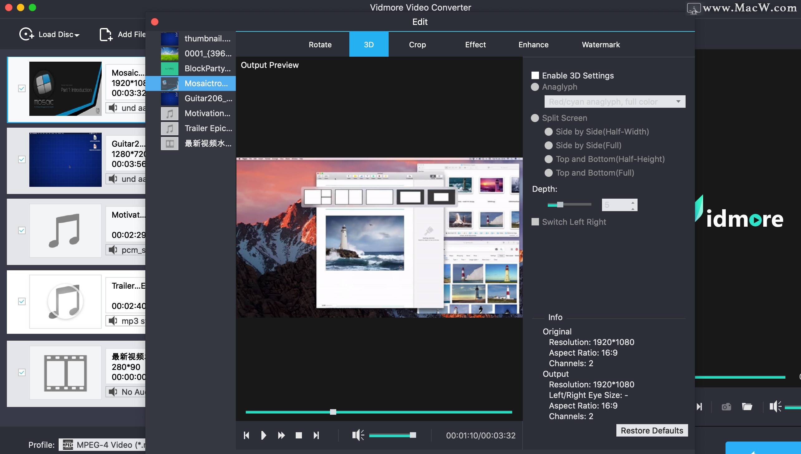 Vidmore Video Converter mac破解版Vidmore Video Converter for Mac(出色的媒体格式