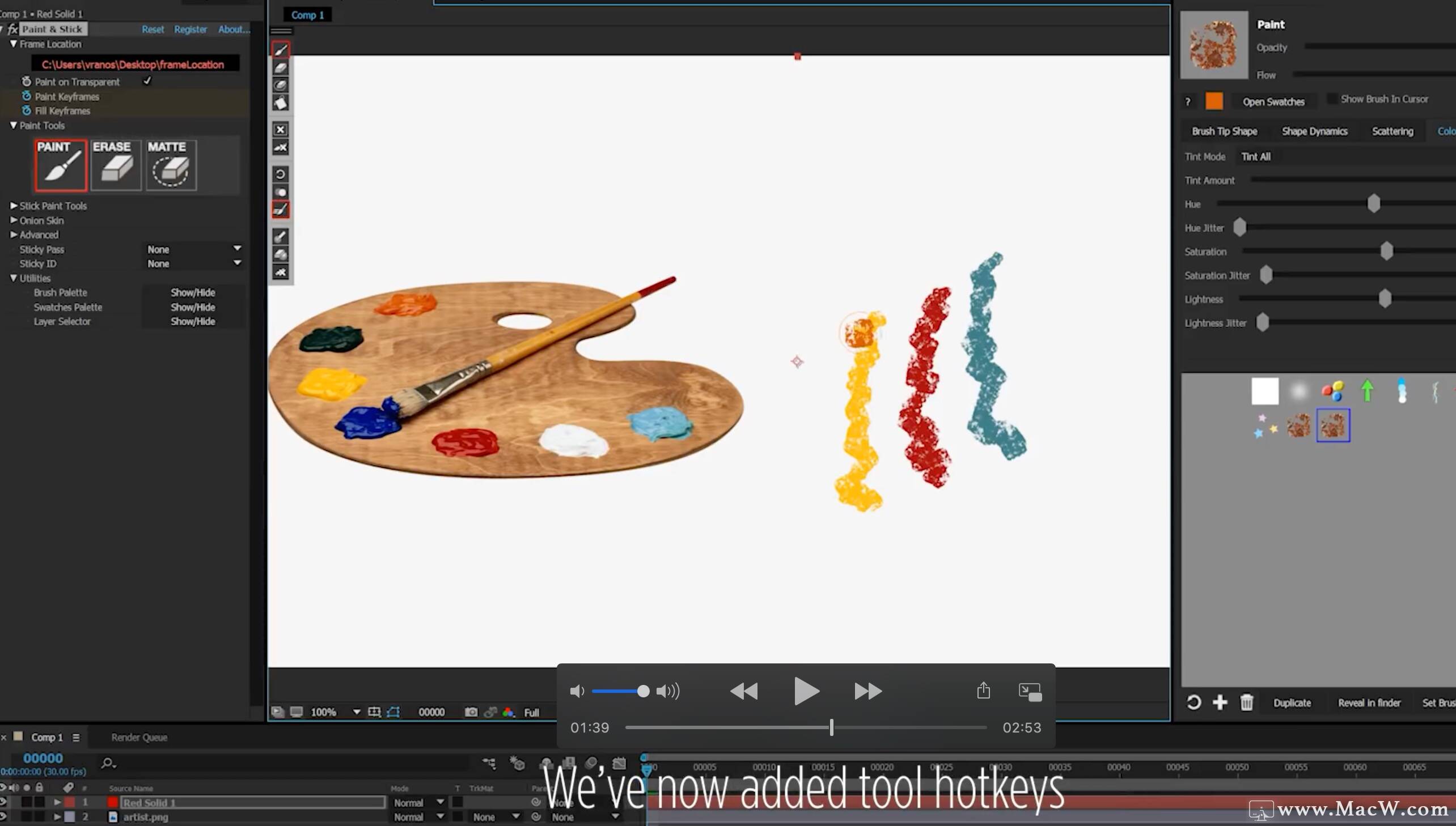 ae插件Paint＆Stick下载Paint＆Stick for Mac(AE二维手绘笔刷动画绘制插件) macw下载站