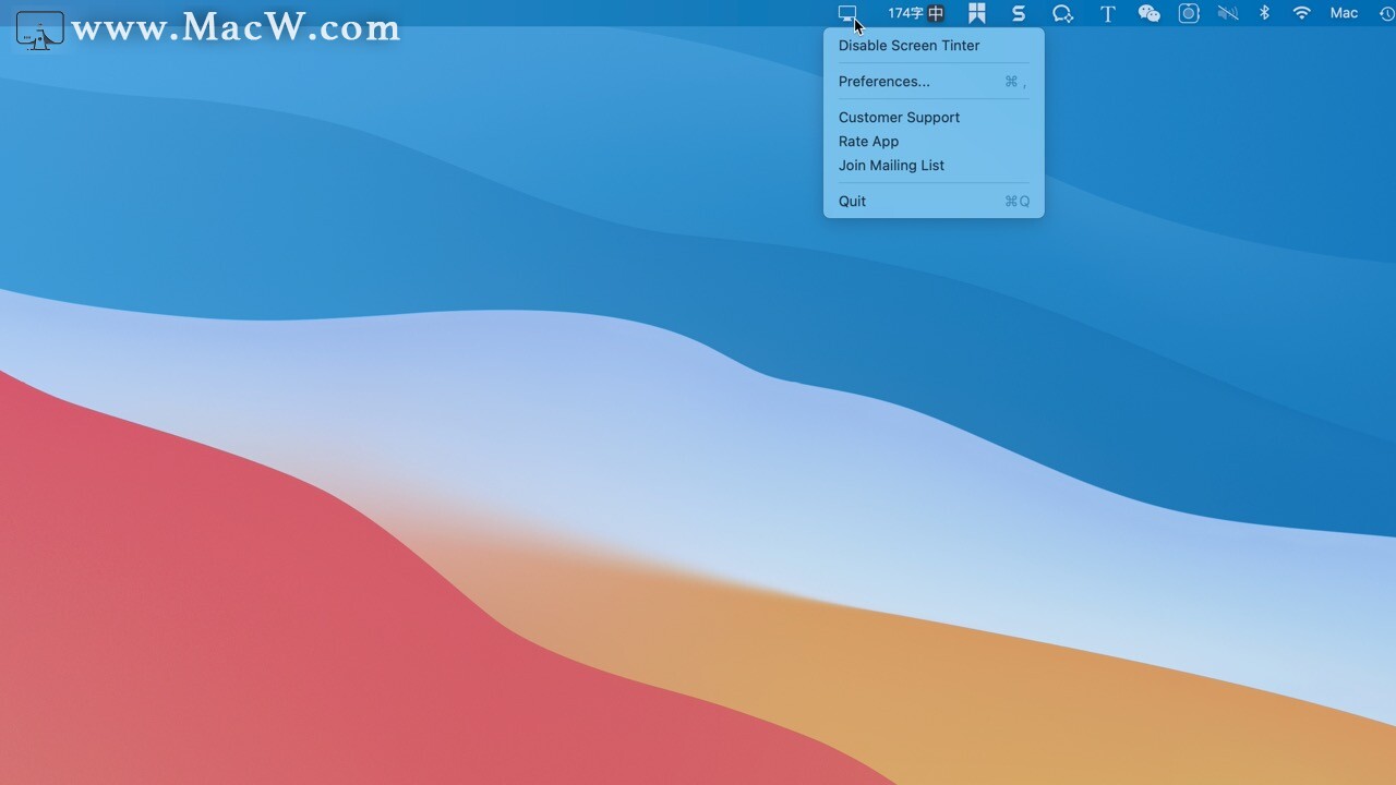 Screen Tint Mac破解版Screen Tint for Mac(屏幕色调调节软件) macw下载站