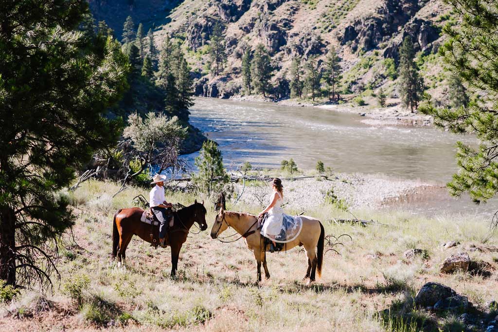 Idaho River Wedding Venue on horseback Mackay Bar Outfitters and