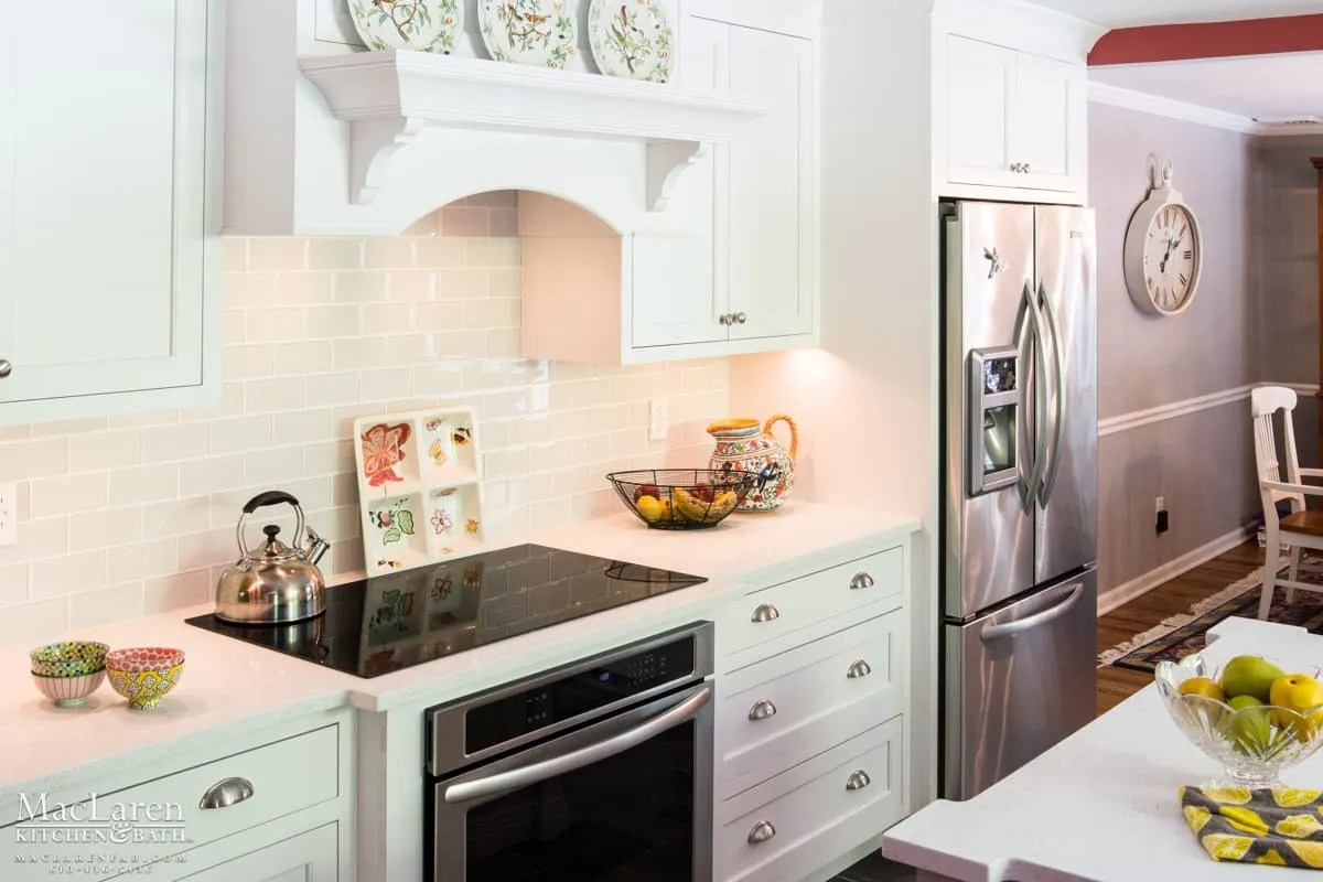 Custom Quartz Countertops and Island with eased edge and detailed corners by MacLaren MacLaren