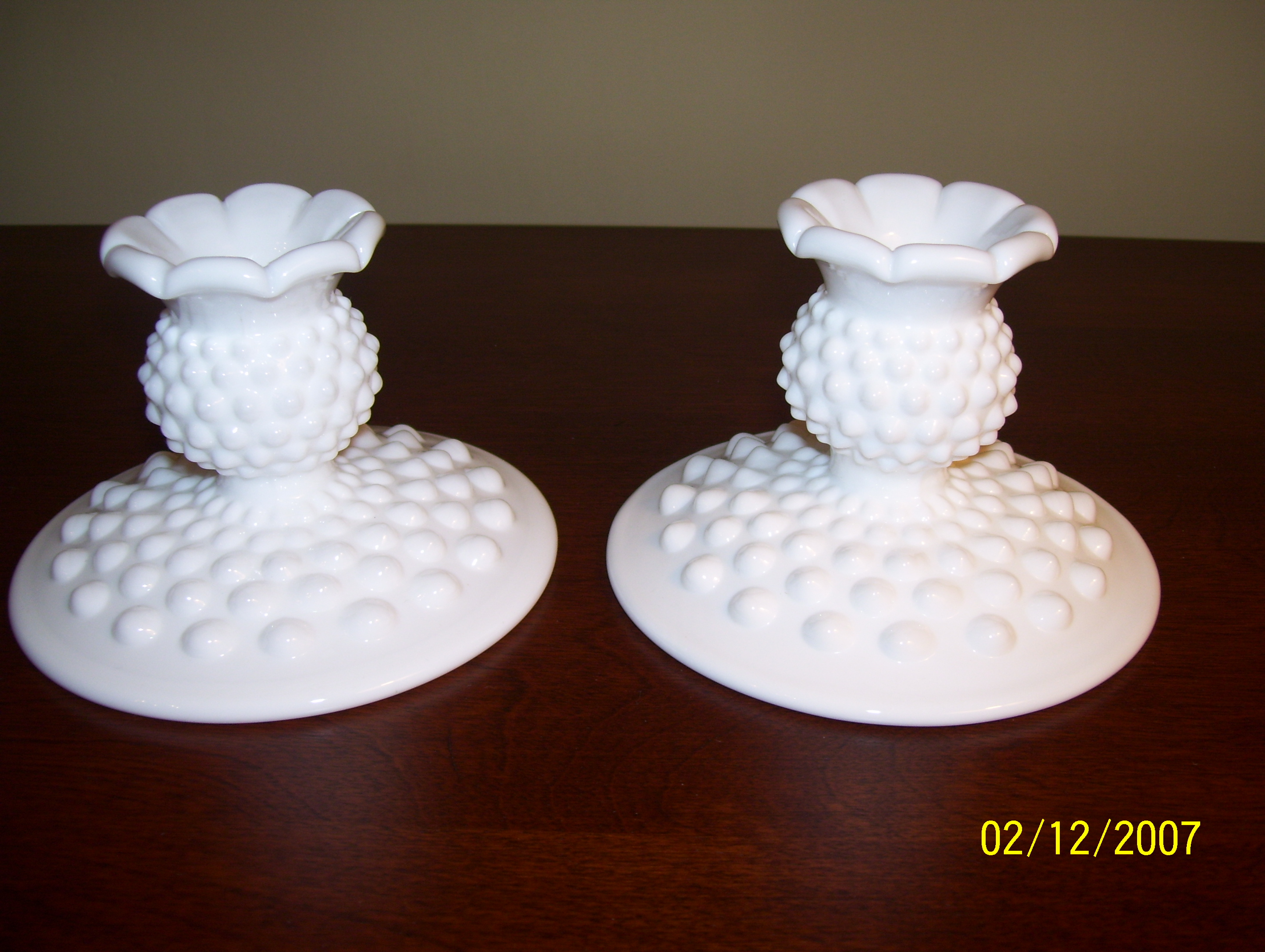 Hobnail Milk Glass Candlesticks