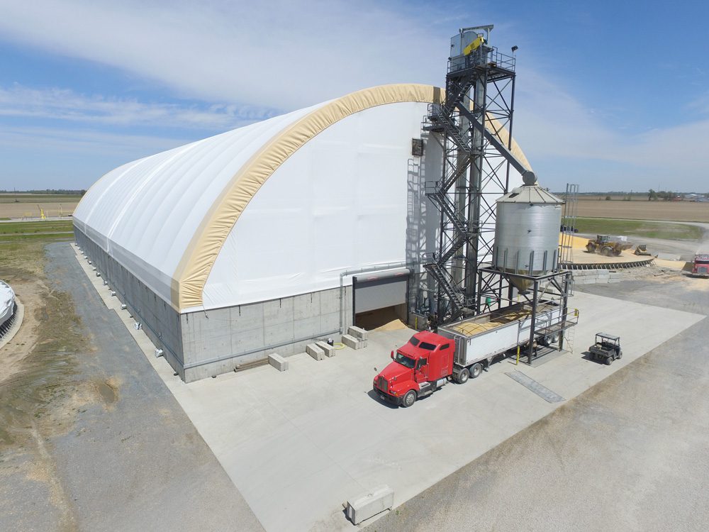 15 million bu hoop buildings for flat grain storage — Macon Construction