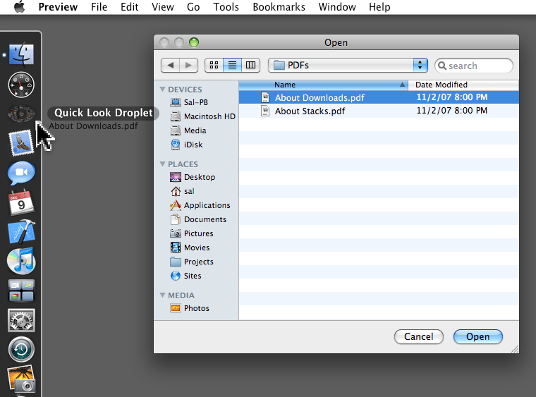 AppleScript Quick Viewer, Quick View Droplet