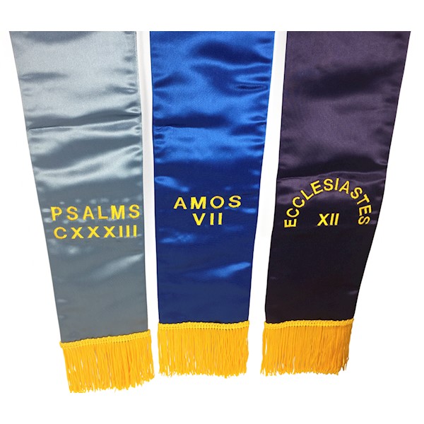 Masonic Embroidered Altar Bible markers Set of 3