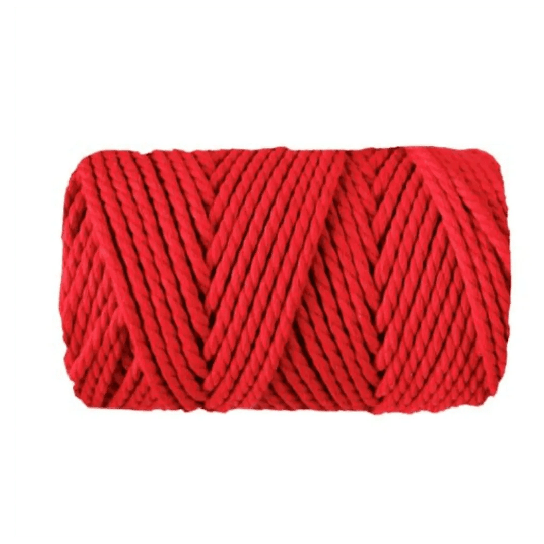 Macrame Rope 4mm CHERRY RED 3ply 160m Macrame.ie