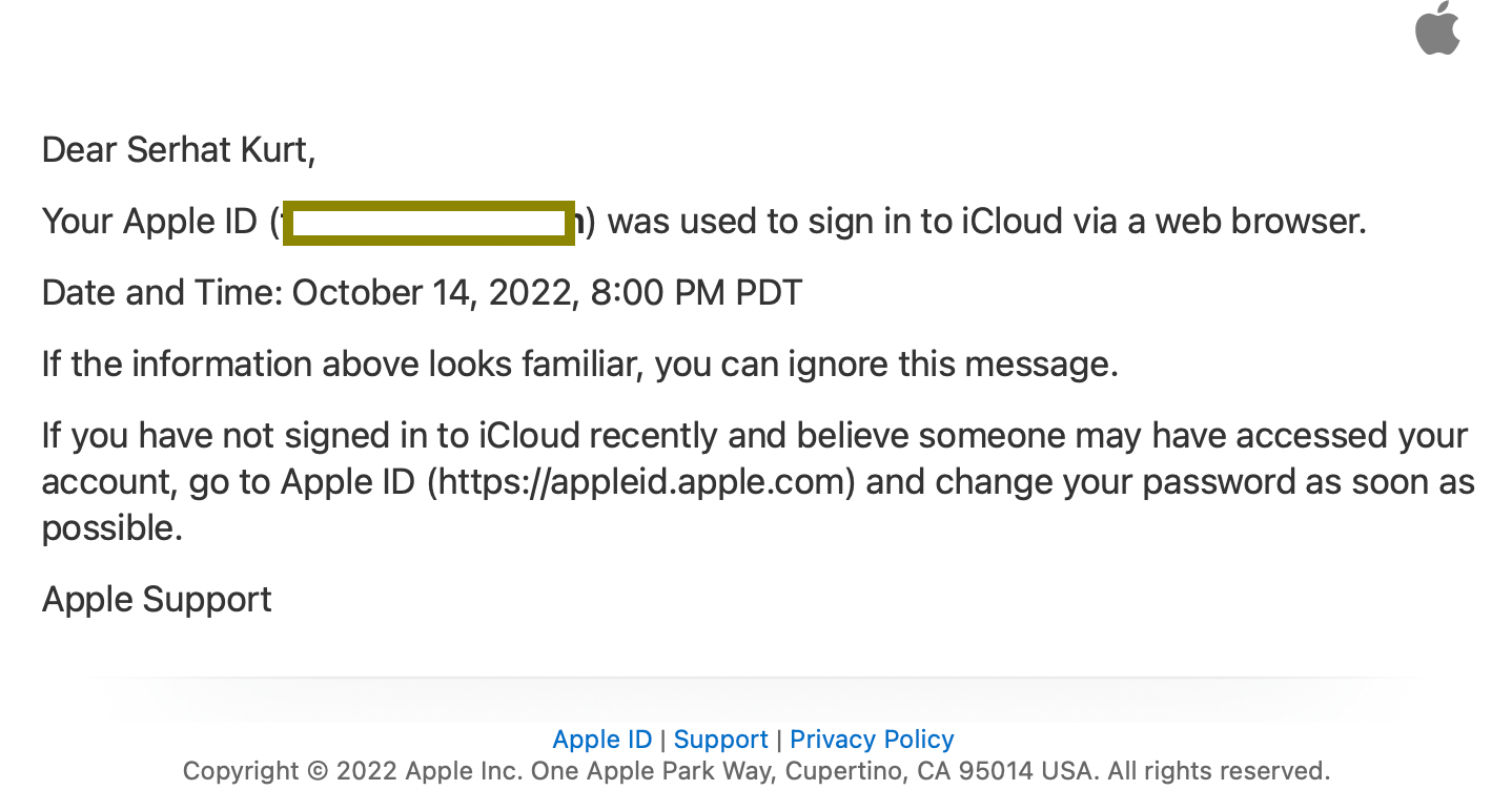 Your Apple ID was Used to Sign in to iCloud via  Browser, What Does