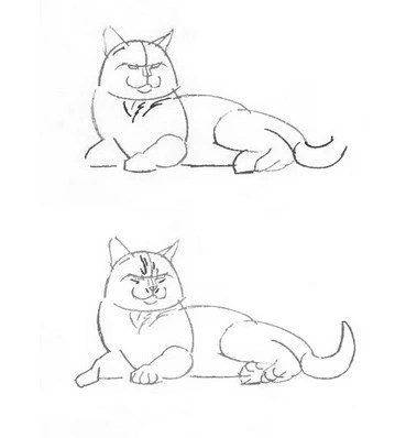 как нарисовать голубую кошку