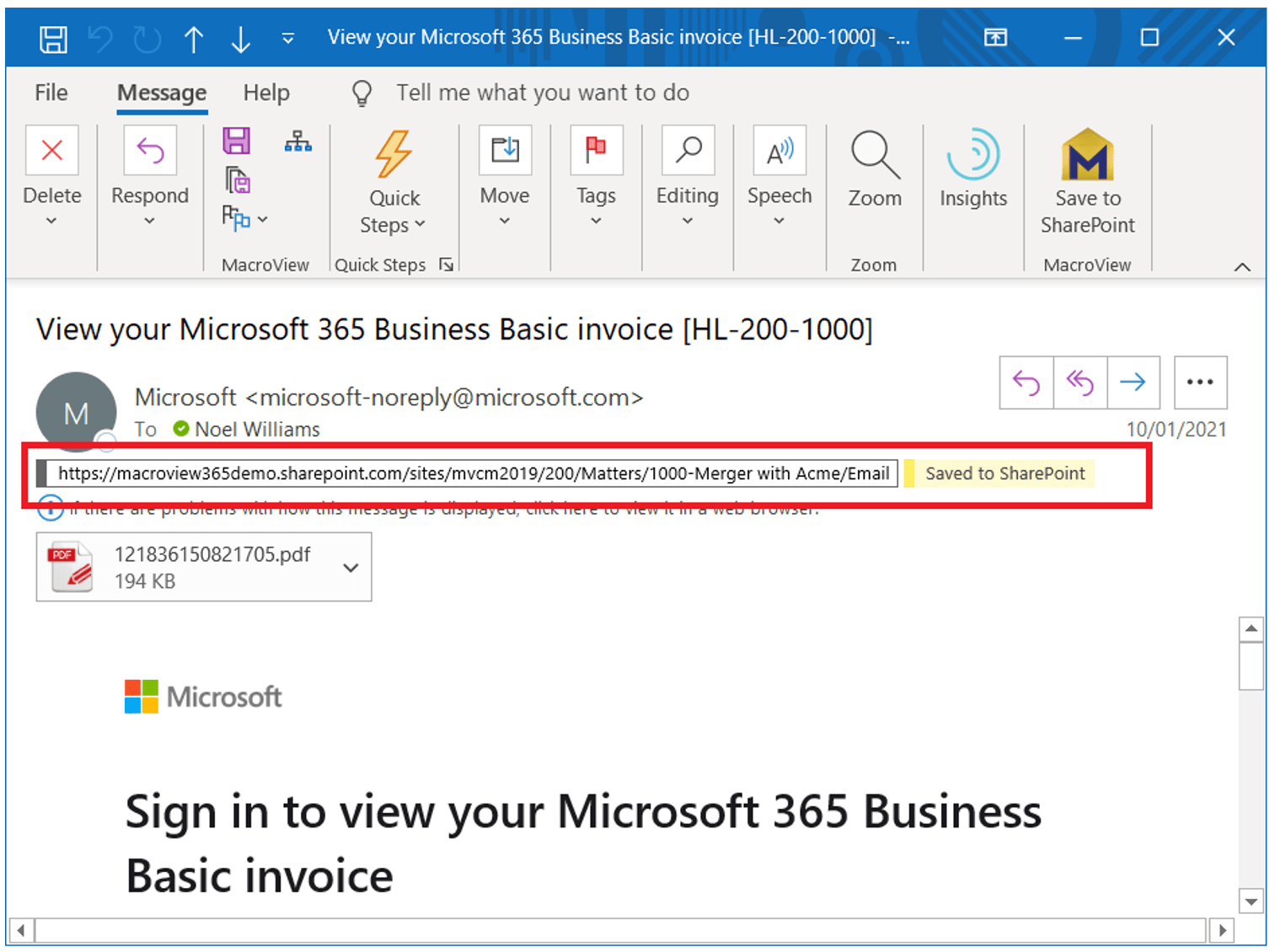 How to Save Outlook Emails to Teams & SharePoint Macroview