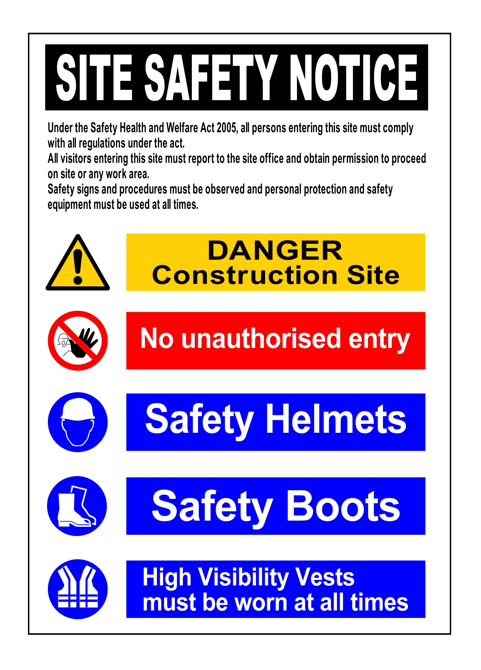 Site Safety Notice (810mm x 1220mm) Mac Safety Signs