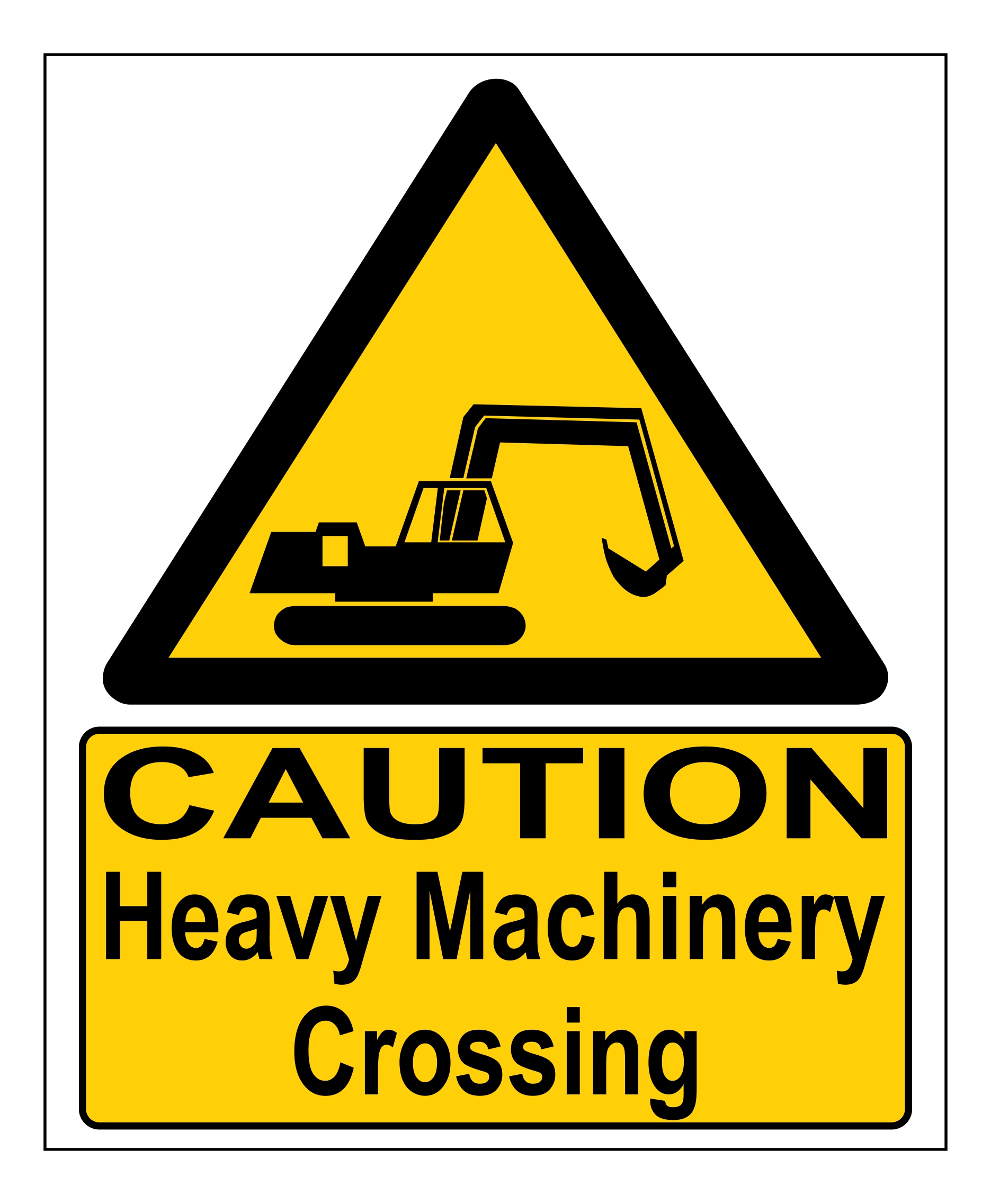 Caution Heavy Machinery Crossing Mac Safety Signs