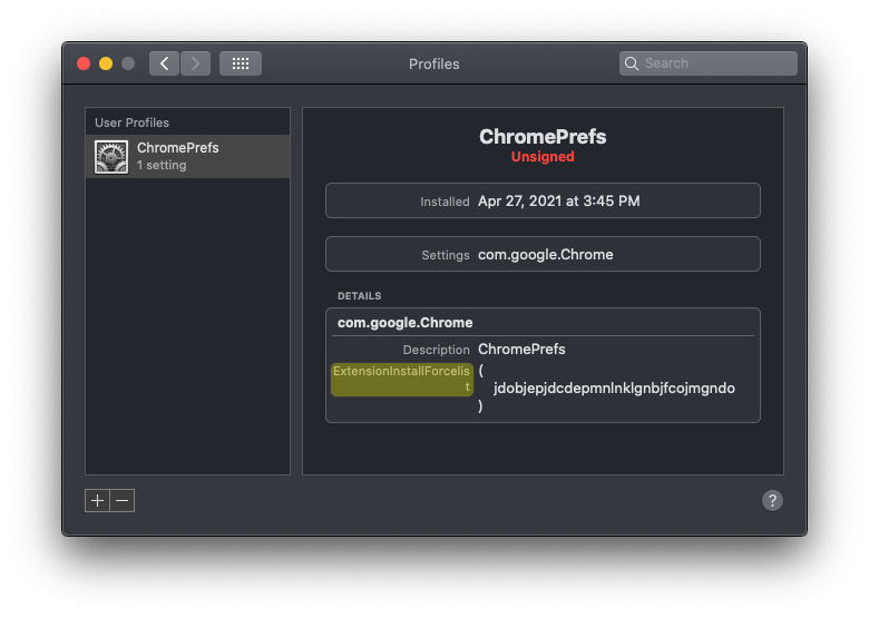 Remove ExtensionInstallForcelist in Chrome on Mac MacSecurity