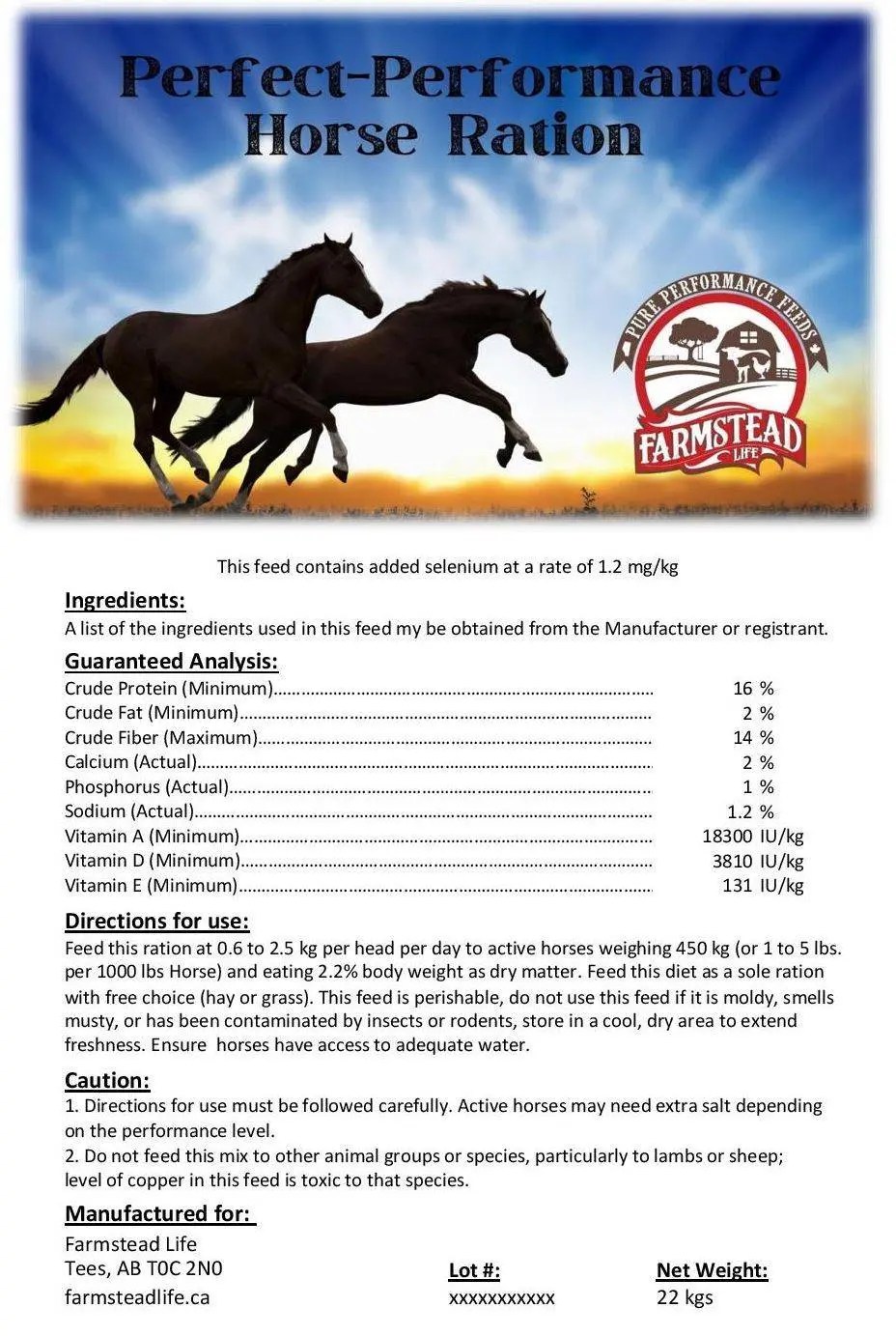 PerfectPerformance Horse Ration (Pure Performance Feed / Farmstead
