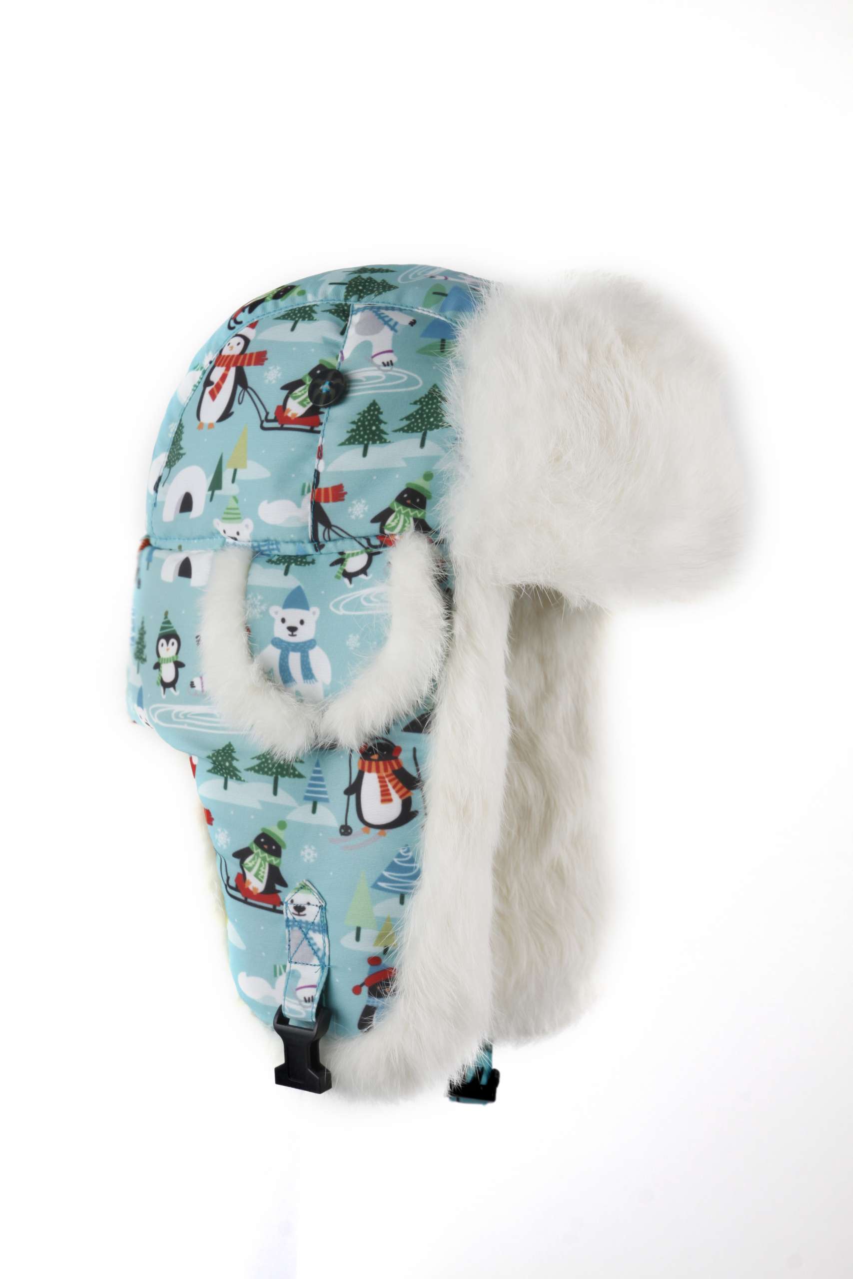 308PTQ Kids Bomber Hat - Print w/ White Rabbit Fur - Mad Bomber™️ Outerwear