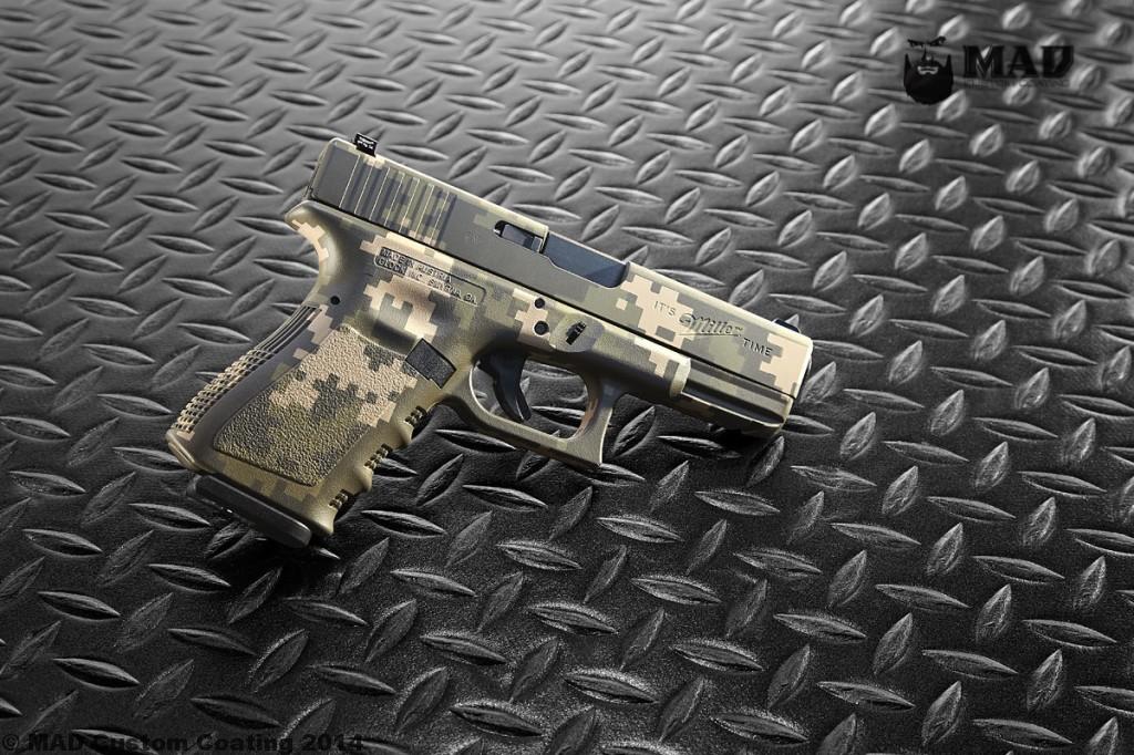 Glock 19 in 3 color Digital Camo Cerakote Mad Custom CoatingMad Custom Coating